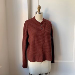 Everlane Waffle Knit Cashmere Pullover Henley Boxy Sweater Size: XS